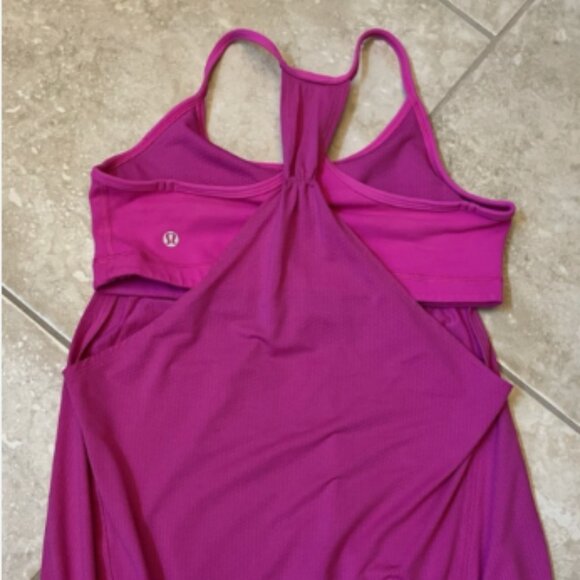 Lululemon Women's Sz 8 No Limits Tank Raspberry Pink Layered Racerback Bra/Tank - Picture 3 of 11